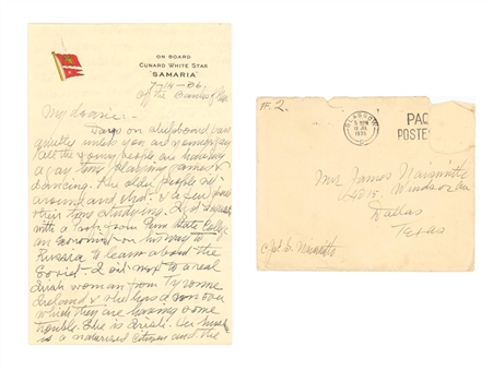 1936 James Naismith Handwritten Letter to His Wife With Signature On Original Envelope (JSA)